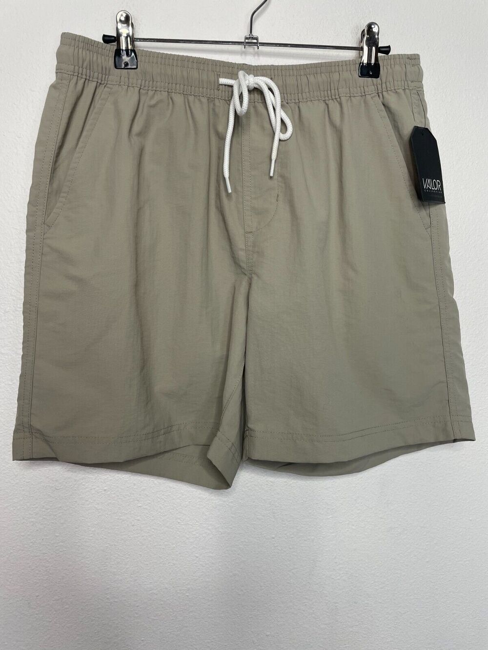 Valor Collective Small Nylon Everyday Shorts Khaki Drawstring Waist Pockets NWT